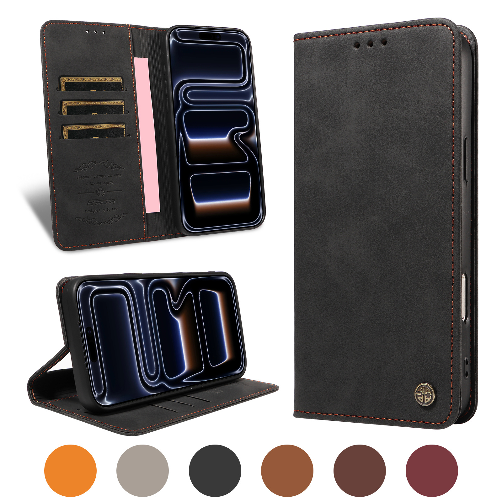 TEMU Phone Case - Business Flip Folio Faux Leather Case Compatible With Oppo A40/a40m/a60/a3x/a3/a5/a5m/k13 X/a54/a57/a57s/a6 Pro