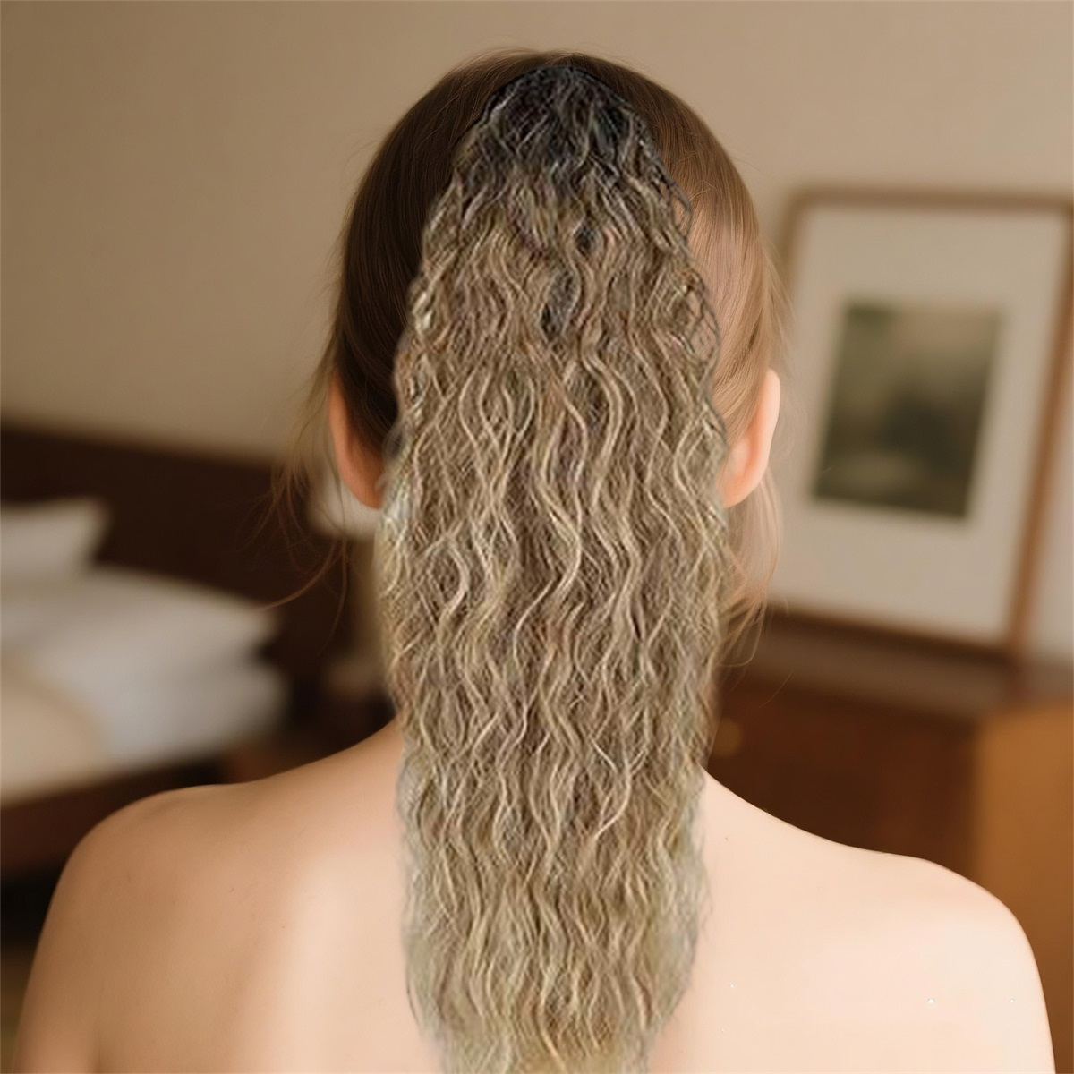 clip-in long wavy ponytail hair extensions for women - natural looking curly pony tail with volume & length,  -on hairpiece wig for parties, weddings, everyday use (no damage,  ) details 7