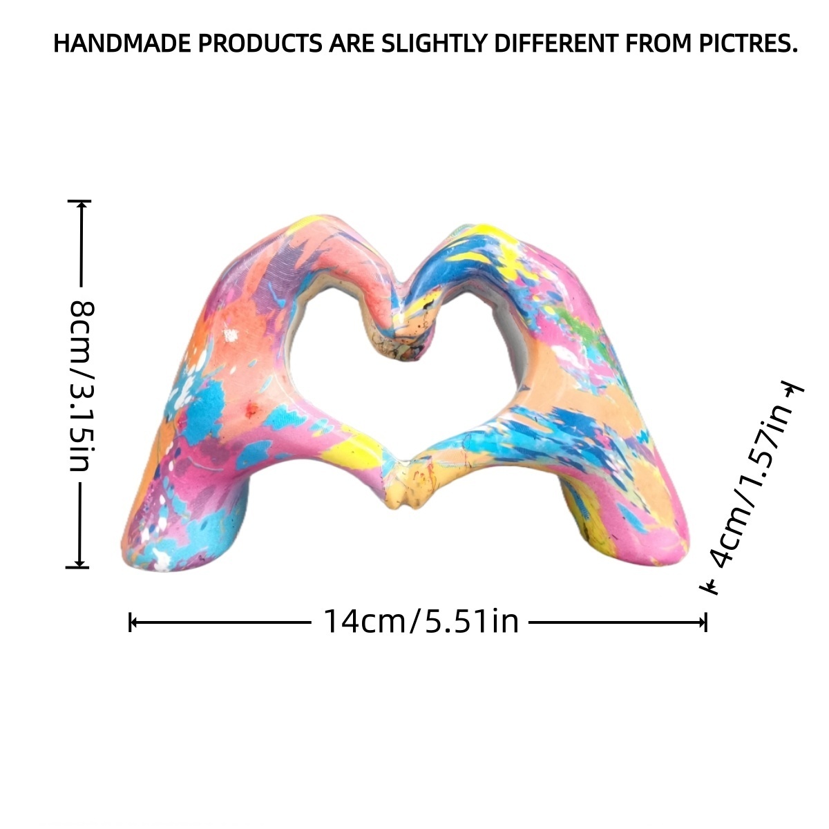 Image of 1pc, Elegant Multicolor Heart-shaped Sculpture - Perfect Romantic Gift And Decor Accessory, Durable Abs Resin For Halloween Thanksgiving Christmas Decorations Collectible Figurines