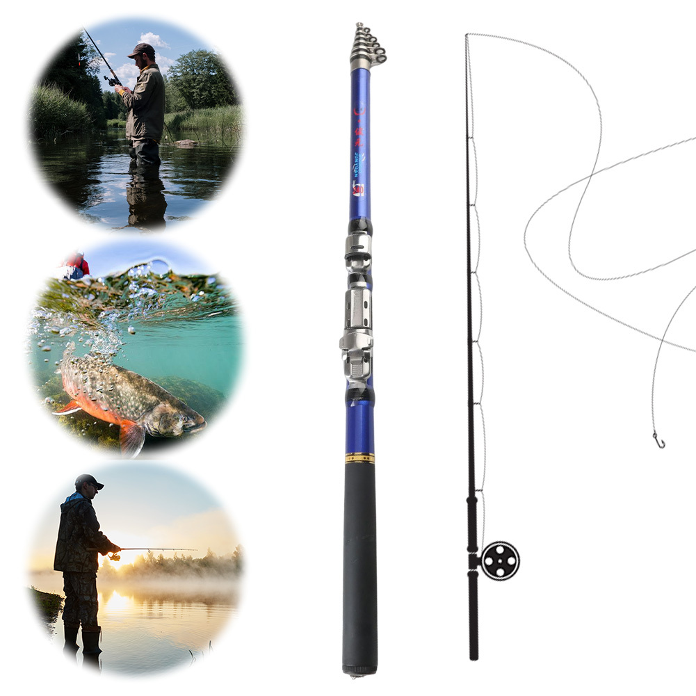 

1pc Carbon Fiber Telescopic Fishing Rod, Collapsible Light Power Medium Trolling Pole For Freshwater And Saltwater Fishing