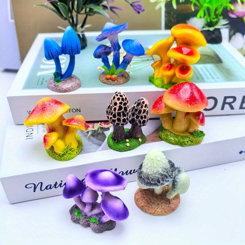 8 Stck Neue Knstliche Pilz-Ornamente *-Bonsai-Miniaturlandschaften DIY  Dekorative Handwerke Blumengesteckte Harzkunst Kleine Figuren