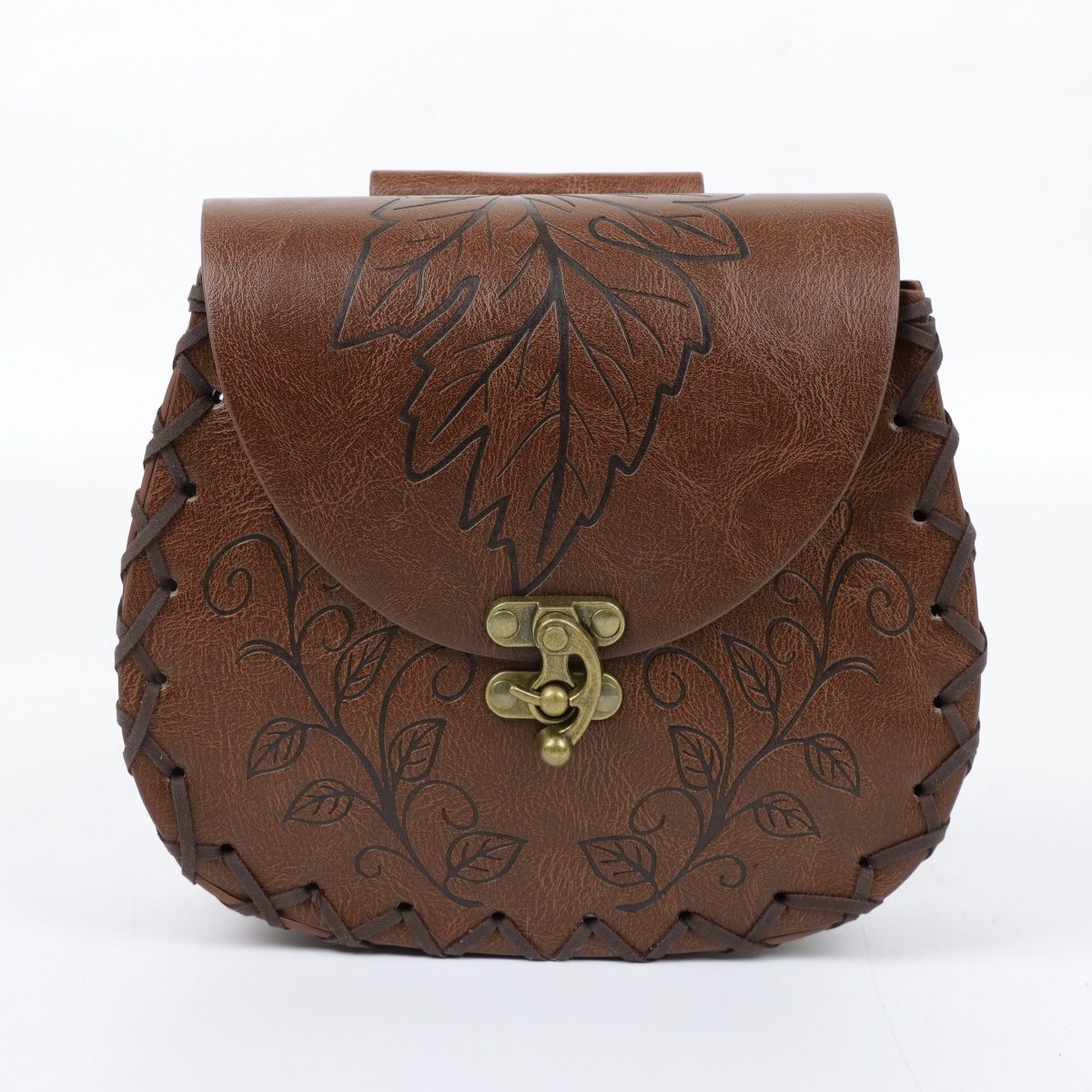 TEMU 1pc Medieval Retro Waist Bag, Leaf Carved Belt Bag, Renaissance Viking Cosplay Storage Pouch, Halloween Costume Accessory, Holiday Gift