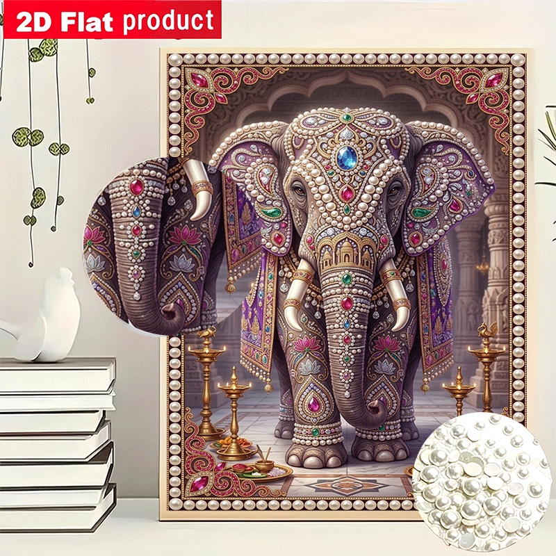 TEMU Nouveau Kit de Peinture Perle avec Motif Éléphant de Bijoux Luxueux, Colle de , Perçage Créatif, avec Outils et Sac de Perles, Article de