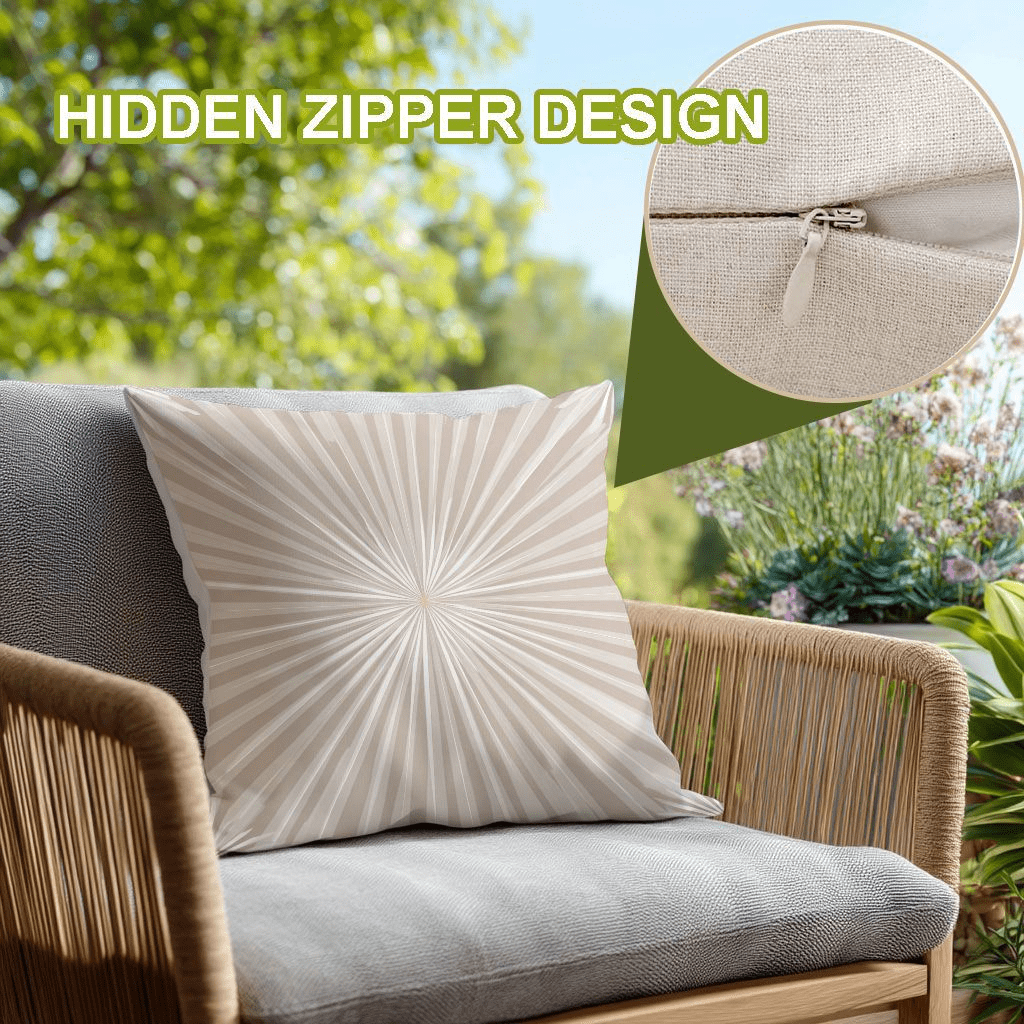 Set of 2 Light Beige Outdoor Cushion Covers, Decorative Throw Pillow Cases for Patio, Garden, Balcony, Yard, 45.72X45.72 cm, Soft Durable Polyester, Pleated Design for Enhanced Outdoor Comfort