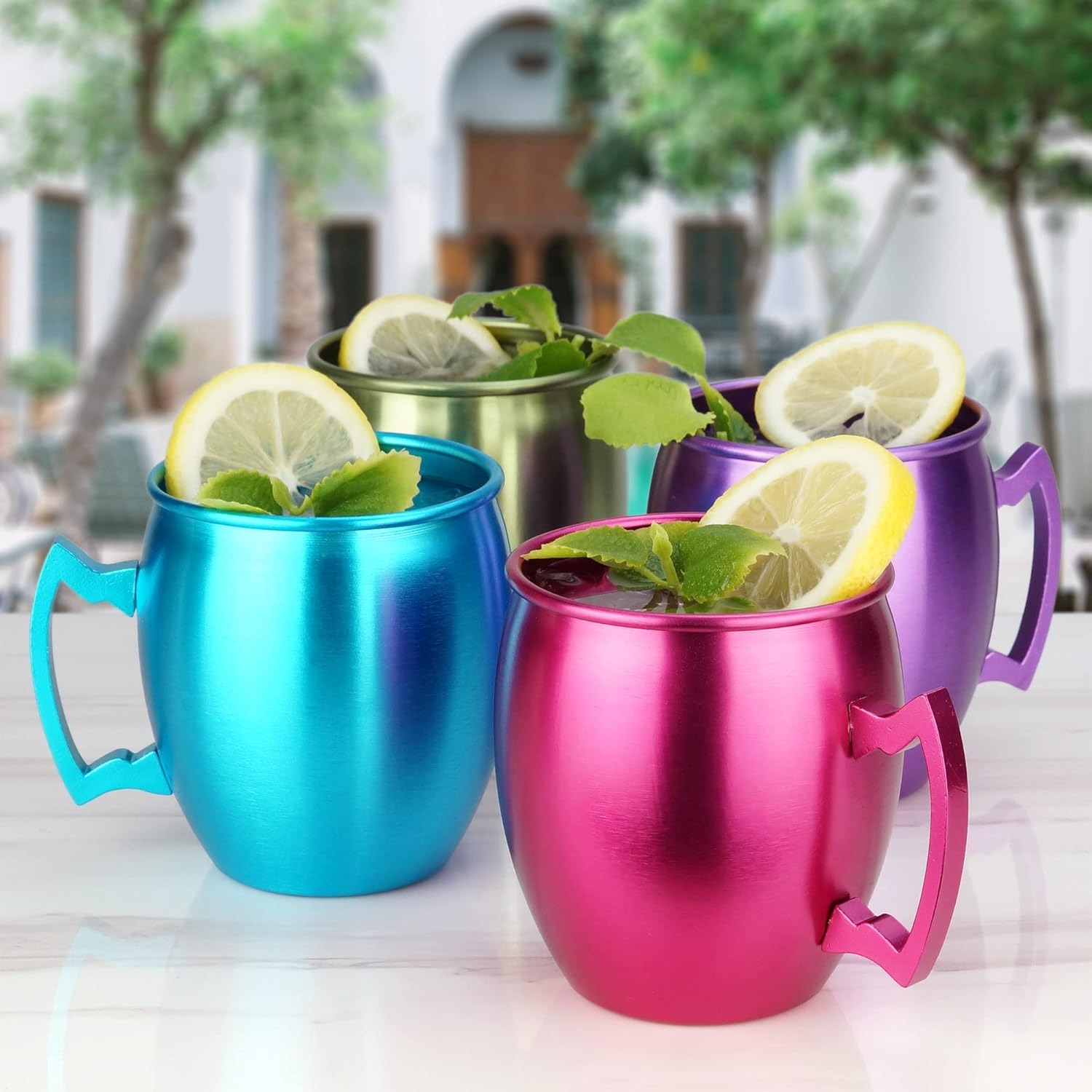 4pcs 19oz multi colored blue red green purple moscow mule