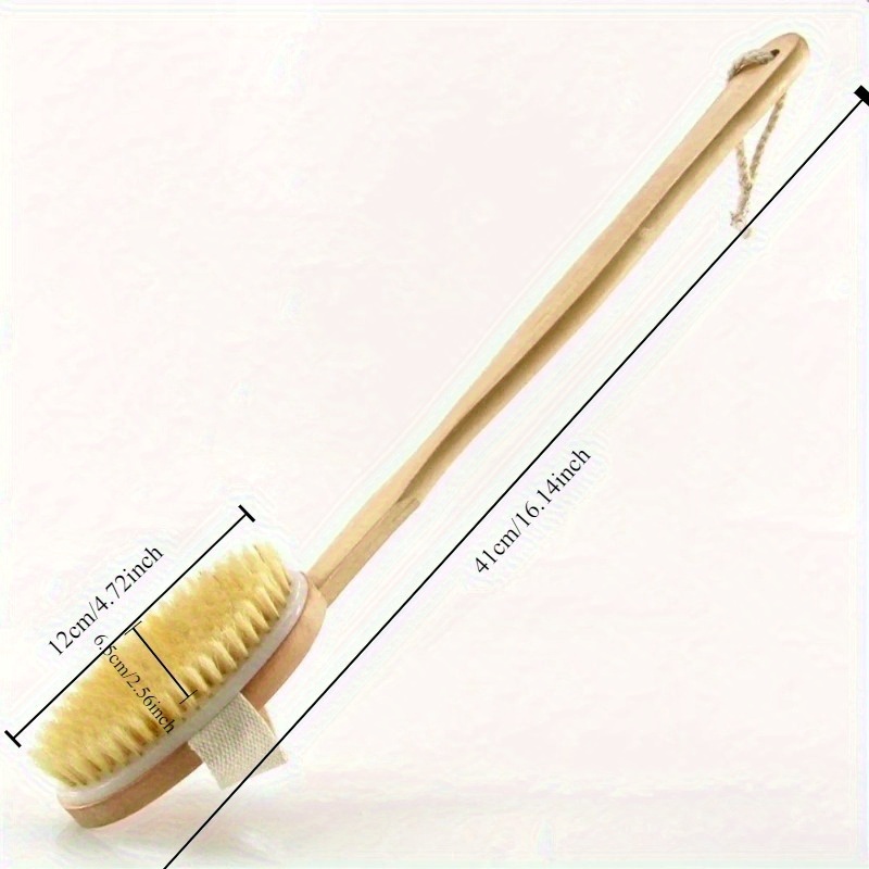 1pc wooden detachable extended handle body brush hypoallergenic exfoliating massage brush for back sensitive light beige no fragrance battery free bath shower tool back scrubber for shower ergonomic bath tool durable bath accessory Product details 4