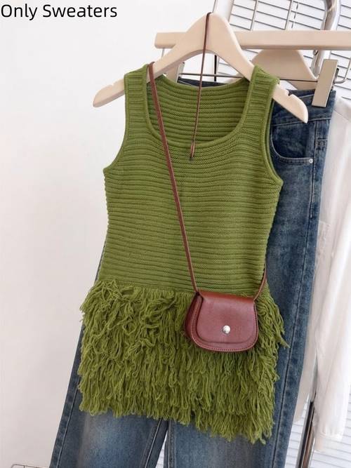 womens boho olive neck sleeveless fringe hem tank top medium stretch boho chic suitable for casual summer beachwear layering everyday outfits year round wardrobe essential
