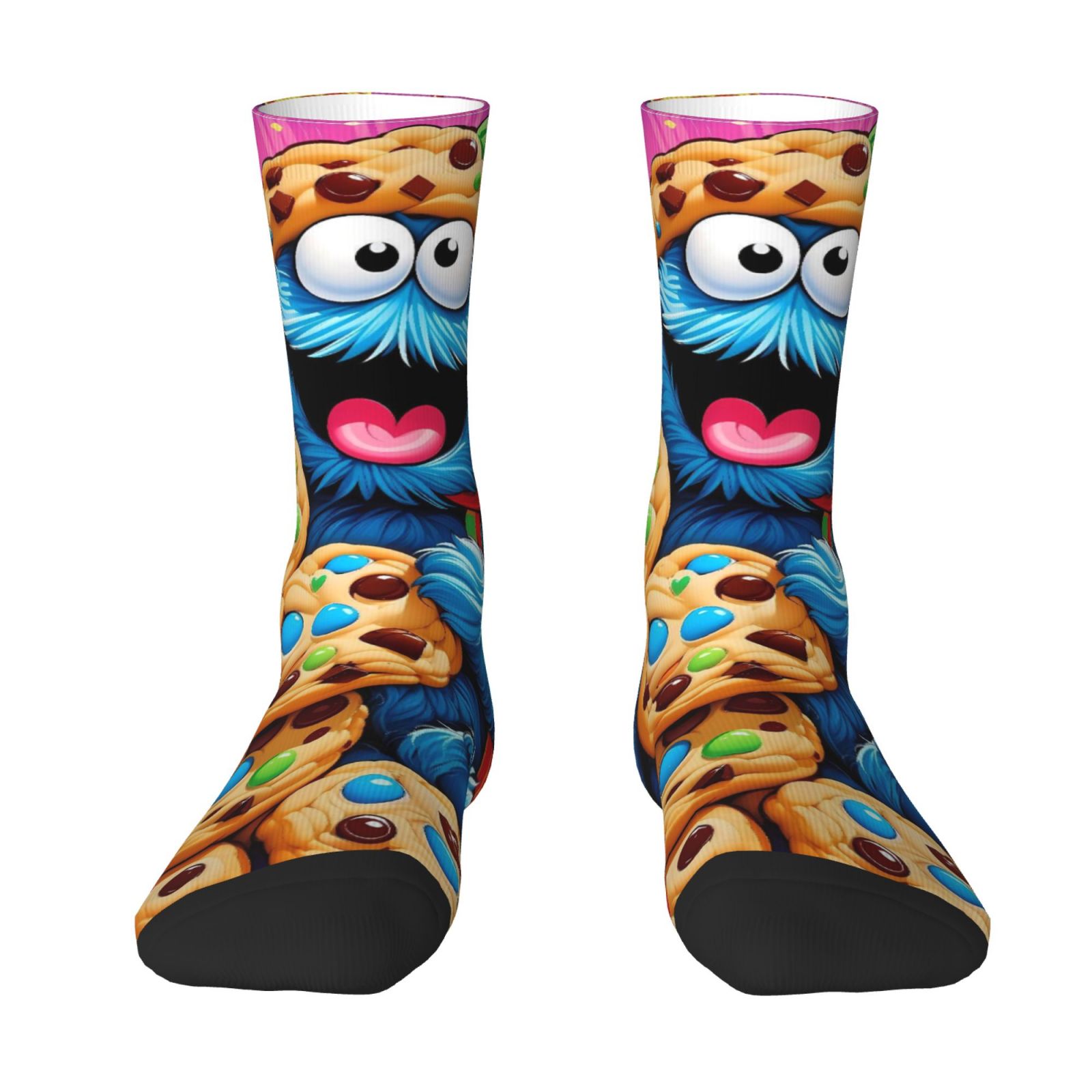 TEMU 1 Pair Unisex 3d Print Socks, Featuring Character And , Polyester And Spandex Blend, Comfortable Mid-calf Socks, Suitable For Men And Women, Fun