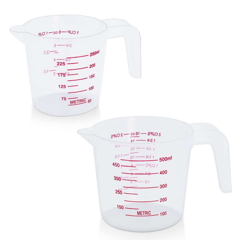 TEMU 2 Pack/6 Pack Plastic Measuring Cup Set, 250ml (1 Cup) & 500ml (2 Cups) Liquid Measuring Cups – Baking, Cooking, Mixing & Measuring Cups,