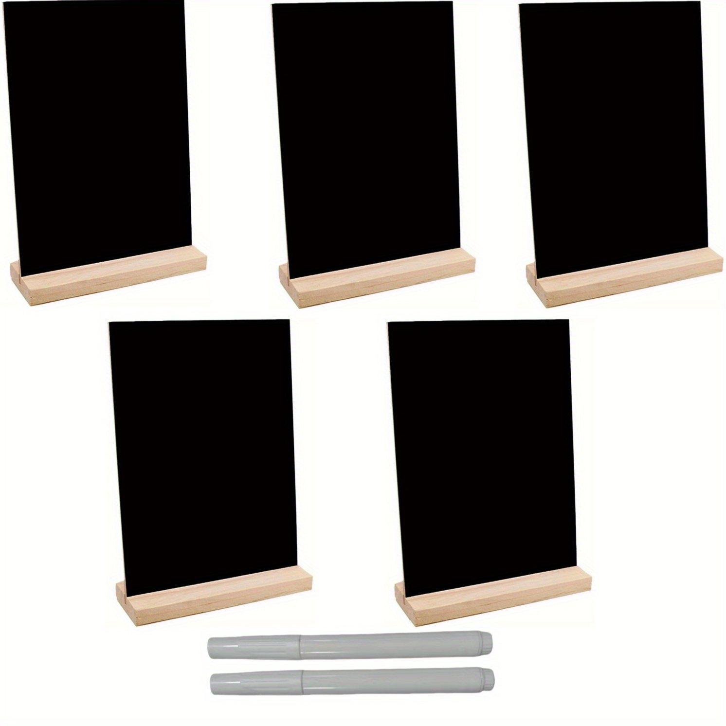 5 doppelseitige tafeln mit ständer, 2 weiße flüssigkreide-marker - ungiftige schwarze tisch-tafel, einfaches design für zuhause, büro, partydekoration, restaurant-schild, klassenzimmer, café - leicht zu schreiben und zu reinigen