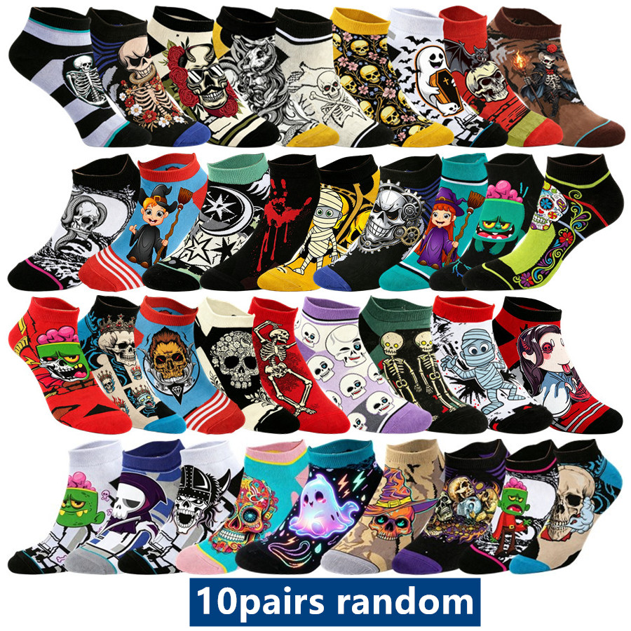 TEMU 10 Pairs Random Cool Novelty Cartoon Anime Printed Crew Socks For Men Women Hip Hop Street Style Funny Tube Socks Casual Skate Party Cosplay