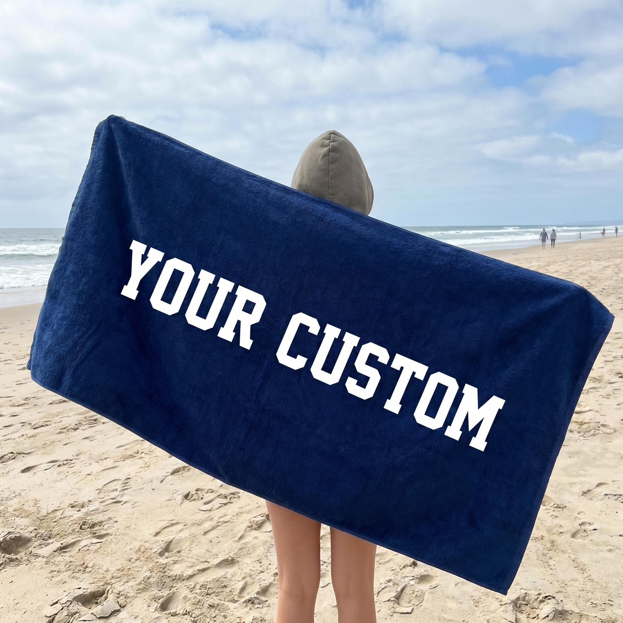 TEMU 1pc Custom Photo Beach Towel, Custom Picture Towel, Custom Text Bath Towel, Photo Gift For Couple, Personalized Gift For Her/him, Beach Towel