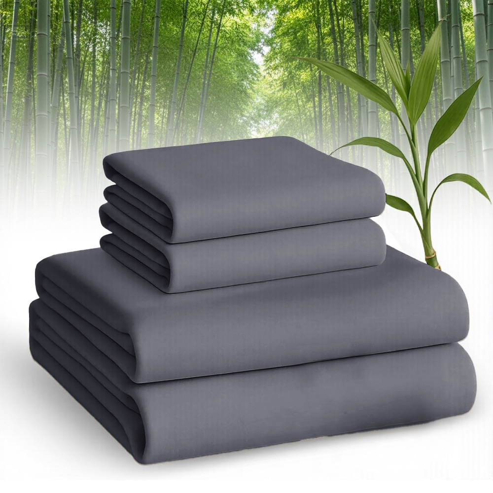 Set of Breathable Bamboo Bed Sheets Including Fitted Sheet And Pillowcases, Suitable for Children And Available in Queen And Twin Sizes. These Cooling Sheets Have Deep Pockets for Hot Sleepers And Make Excellent Gifts