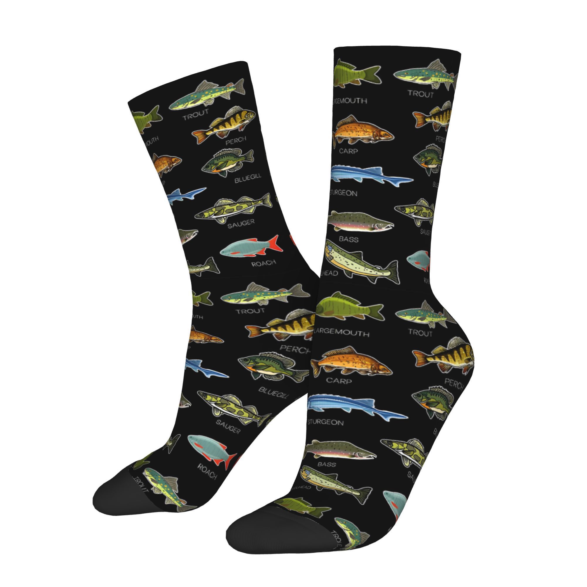 

1 Pair Of Winter Fishing Socks - Pattern, Breathable & Comfortable Polyester , Crazy Sock With Elasticity,