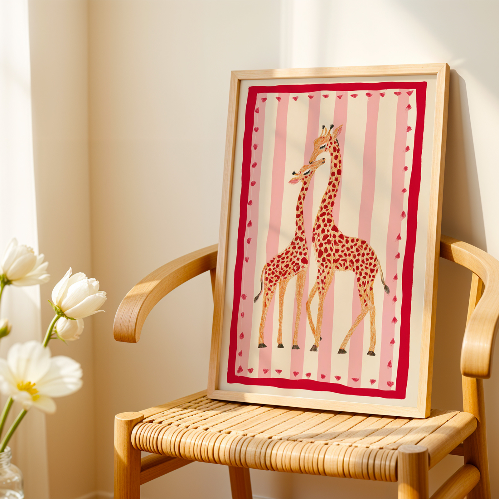 E-shop 1 Stück, Wanddekoration, Modisches Poster, Giraffenmuster, Kinderzimmerkunst, Giraffe Tierillustration, Raumkunst-Druck, Geschenkidee, Geeignet