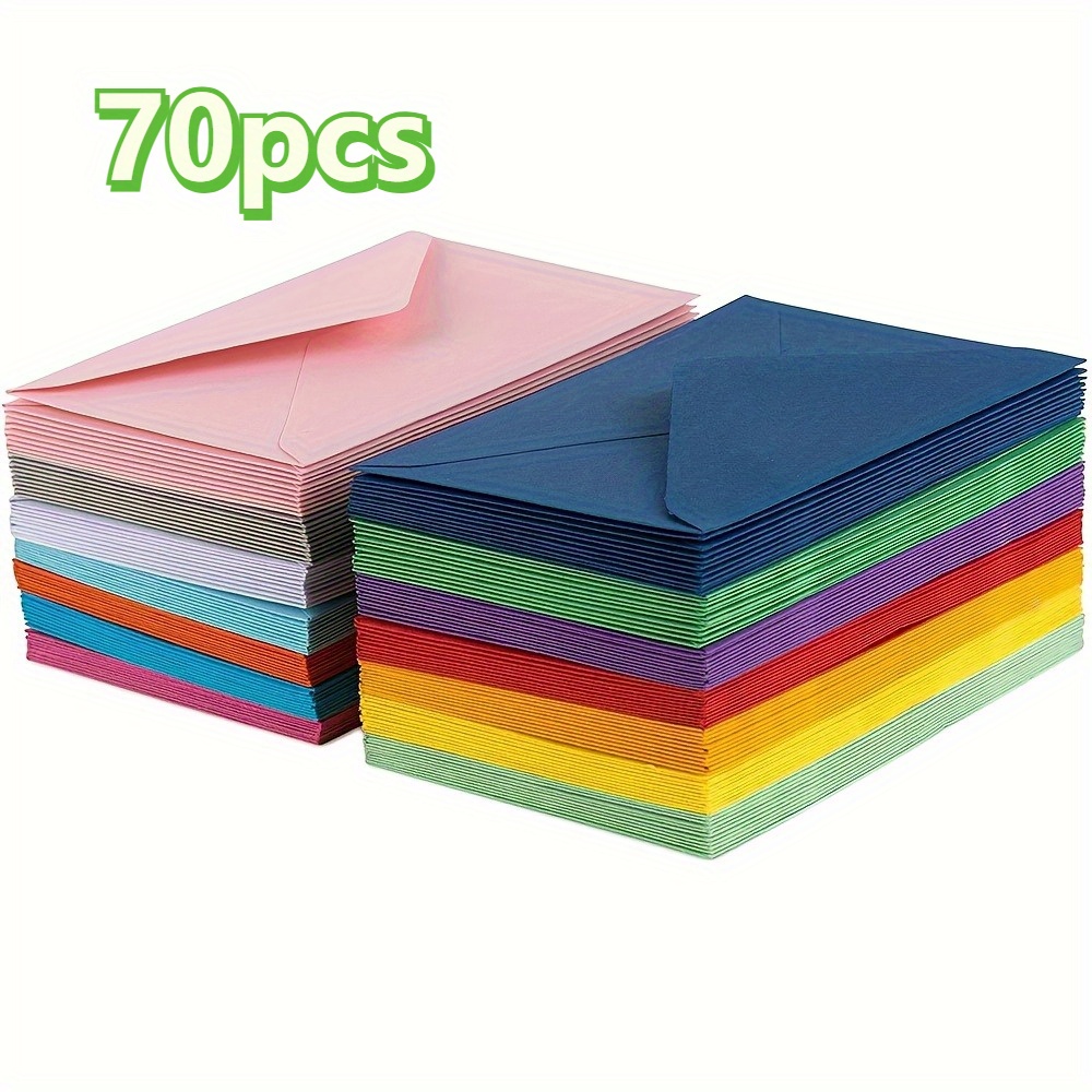 E-shop 70 Stück Mini-Umschlag-Set, sortiert | Kleber | 3,94 x 2,76 Zoll | Multifunktionale Geschenkkarten-/Visitenkarten-Umschläge (Schule, Hochzeit,