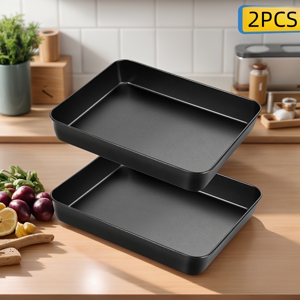 TEMU 2pcs Baking Pan Set -small Carbon Baking Pans And | Easy To Clean, Dishwasher Safe, Suitable For Baking Bread, , Roast Meats, Vegetables, And
