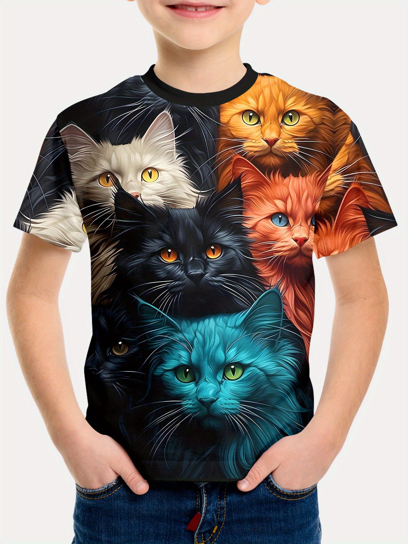 Cool Cat Shirt Cool Blue Cat Shirts for Boys Cat Gifts for