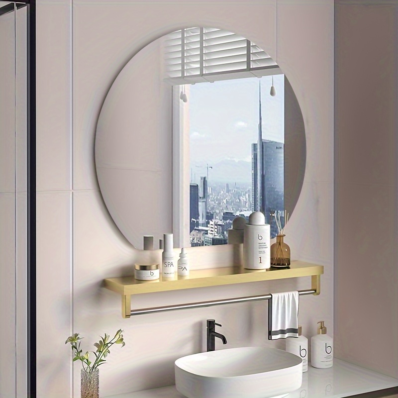 1pc Round Self-Adhesive Acrylic Mirror, Frameless & Shatterproof