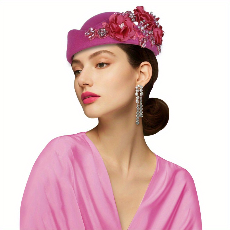 church derby fascinator flower women soft beret caps party  display picture 3
