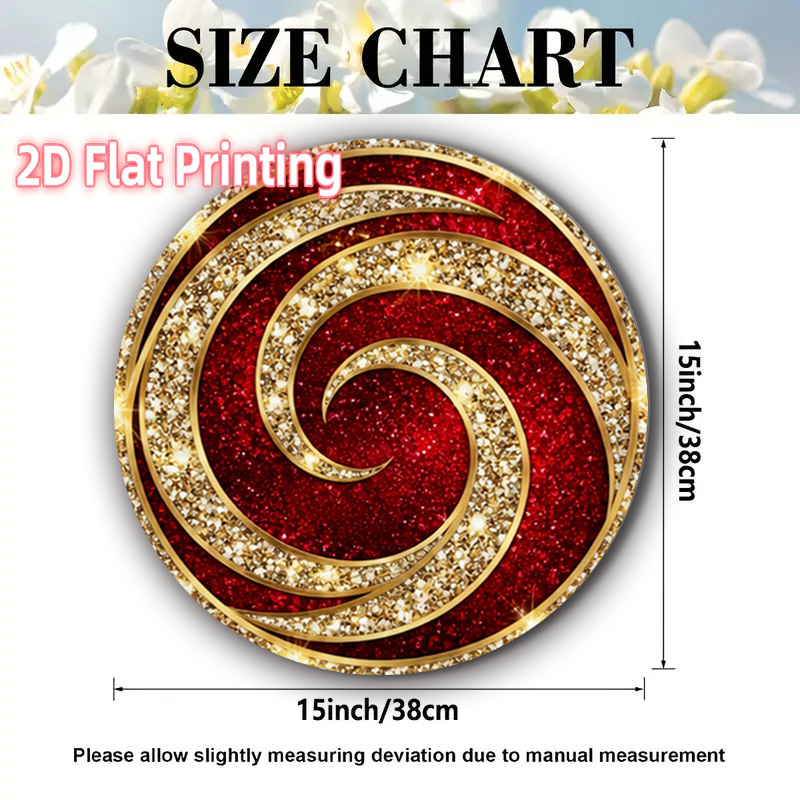 TEMU 4pcs Glitter Spiral Red Golden Round Placemats Suitable For Parties, Christmas Table Decorations, Elegant Spiral With Glitter Accent, Suitable
