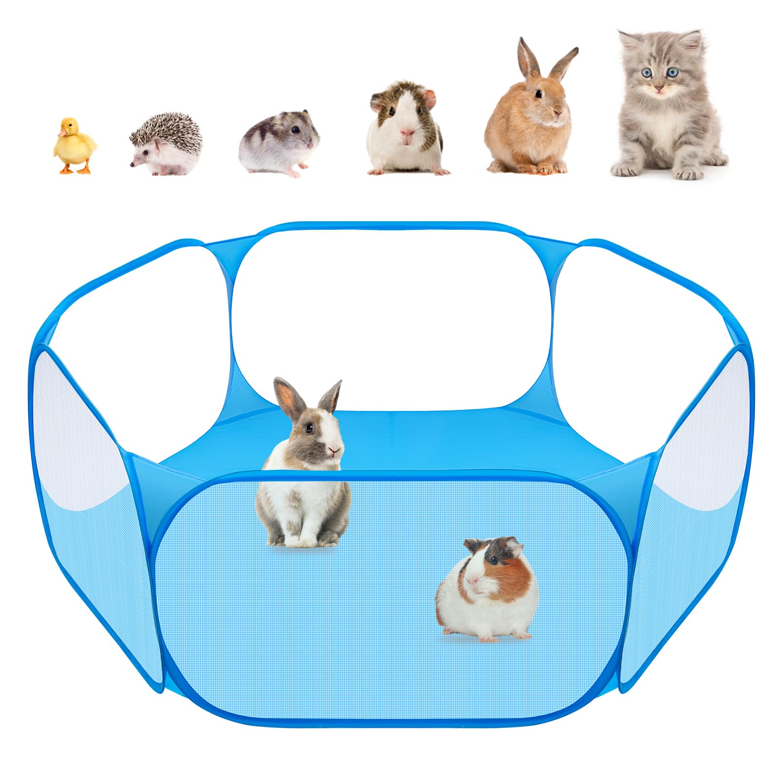 TEMU Portable Small Animal Playpen With Mesh Cover, 47\'x23.6\'x15\' Indoor Outdoor Pet Cage For Guinea Pigs, Rabbits, , And Kittens