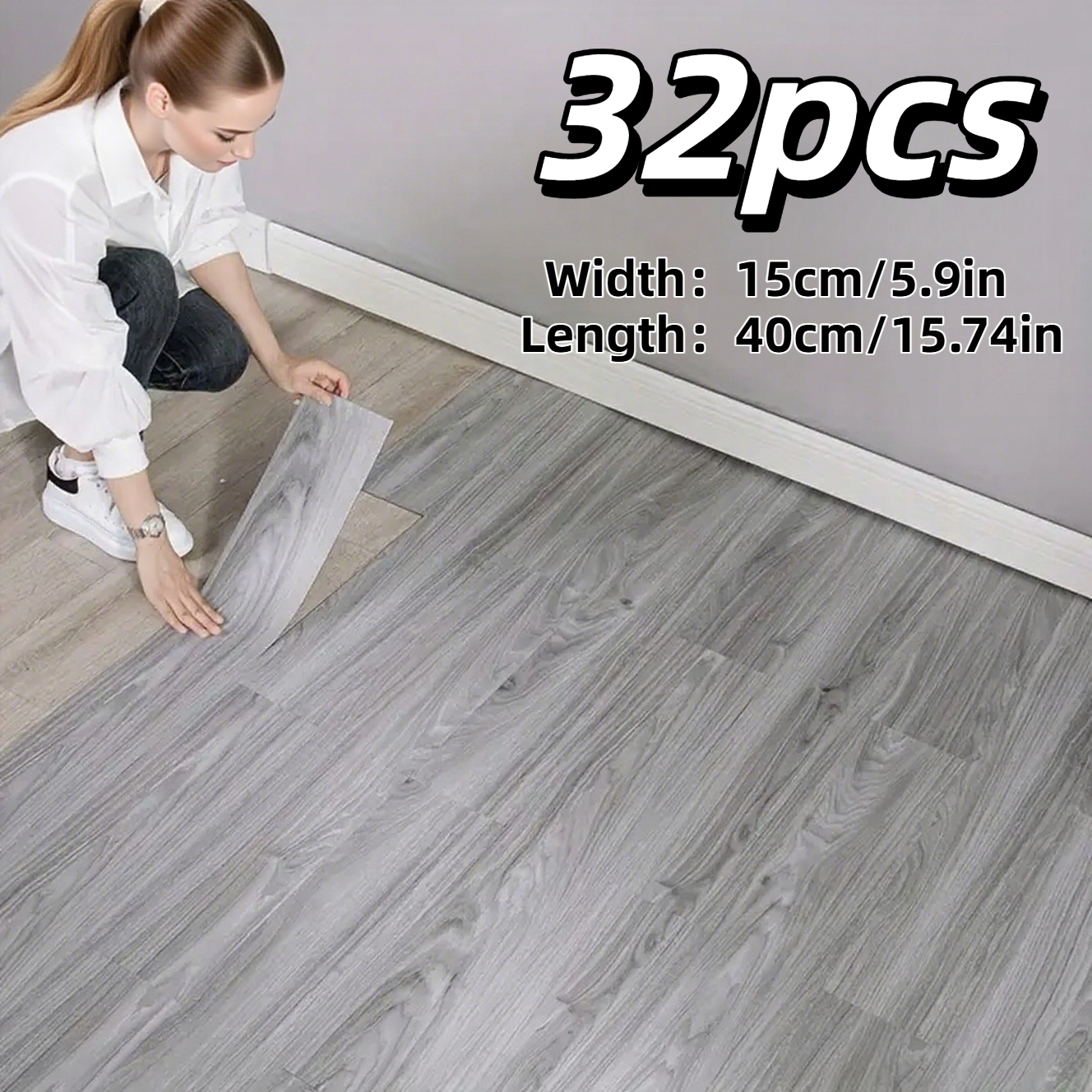 Self-Adhesive Vinyl Flooring Roll – Peel & Stick Marble Grain PVC Floor Stickers, Waterproof & Anti-Slip, 118" X 15.7", For Bathroom, Kitchen, Bedroom