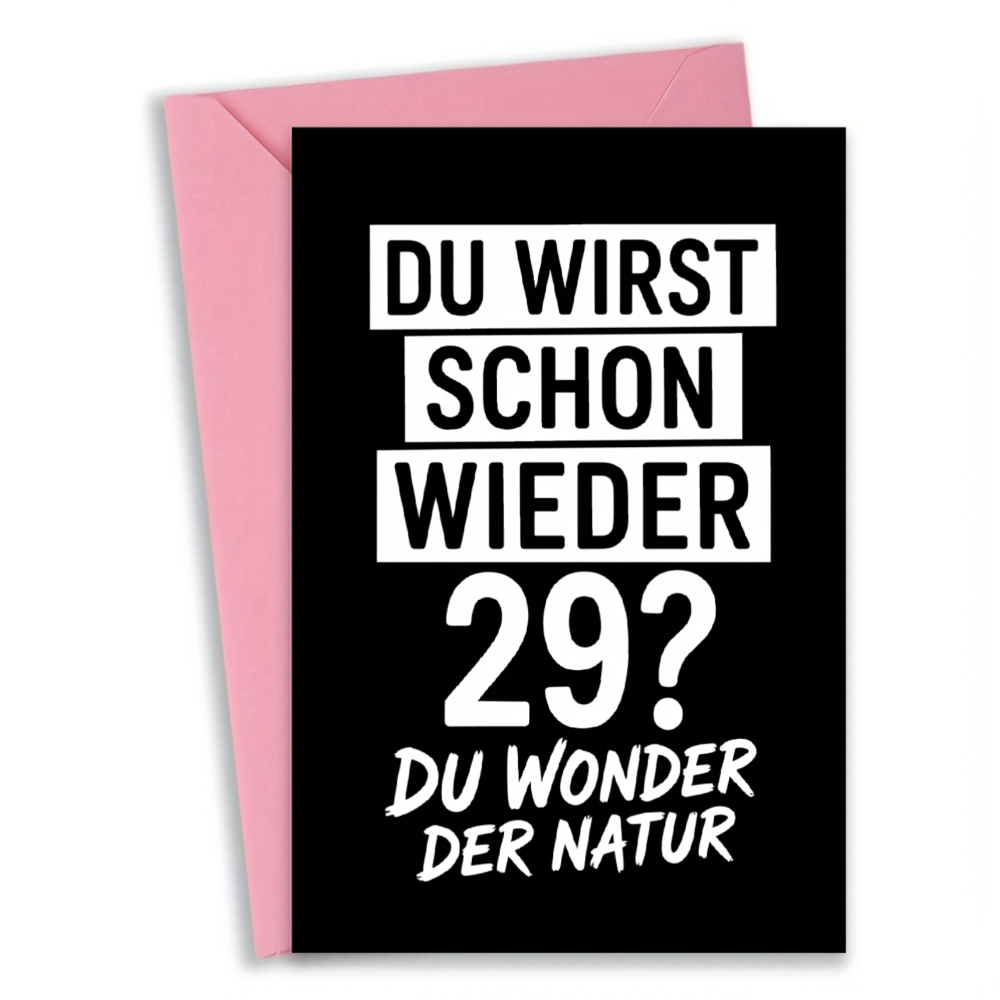 1pc Greeting Card With Envelope Set Black And With White Text Again You German Birthday Humor Design For Birthday Wedding Celebration Holiday Thank You Card
