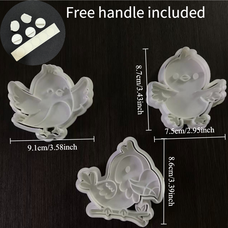 3pcs Bird-shaped Cookie Cutter Set Featuring 3 Adorable Bird Designs With Distinct : A With A , A Wing-spreading Bird With Dynamic Lines, And A Perched With Intricate Details. Made From