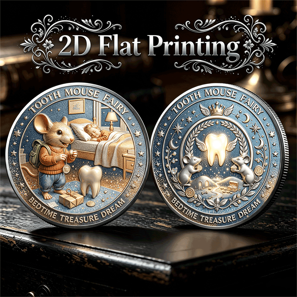 TEMU 2d Tooth Fairy Elf Coin Suitable For Tooth-shedding Collections, Double-sided Color-printed Commemorative Token With Fairy Treasure For Bedtime