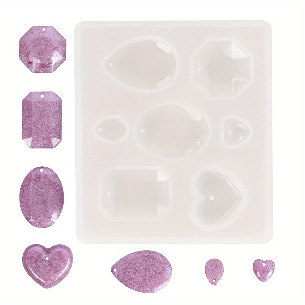 TEMU Moldes de Silicona para Colgantes, Fundición de Resina y Fabricación de Joyería Epoxy, Formas de & & & Octágono, , 79x89x8mm, Agujero: 1mm,