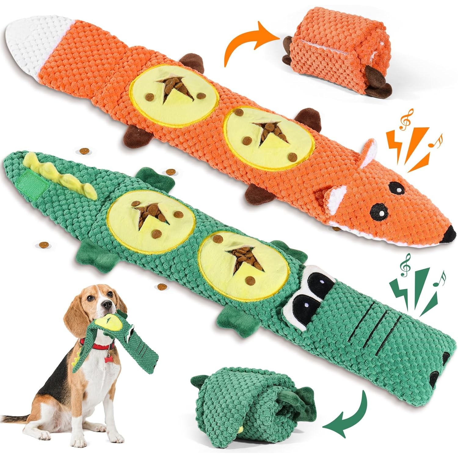 Image of 1/2pcs Indestructible Dog Toys For Aggressive Chewers - No-stuffing Squeaky Chew Toys With Interactive Teething Bones, Durable Fabric For Small, Medium & Large Breeds, Without Battery