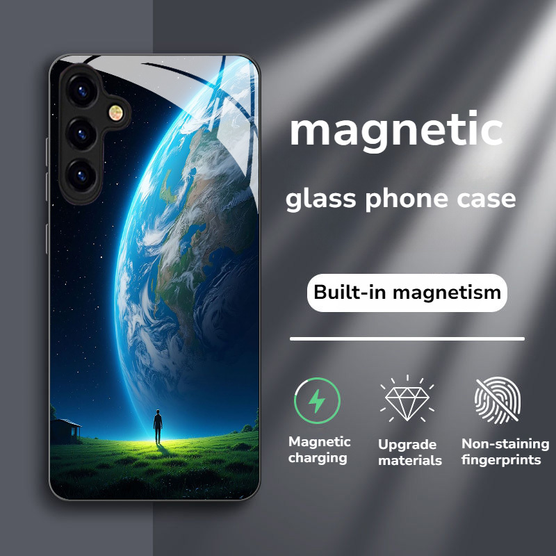 TEMU Phone Case: New Stylish Magnetic Tempered Glass Phone Case, Suitable For Galaxy Note20/s20/s21/s22/s23/s24/s25/ Fe – Trendy High-quality