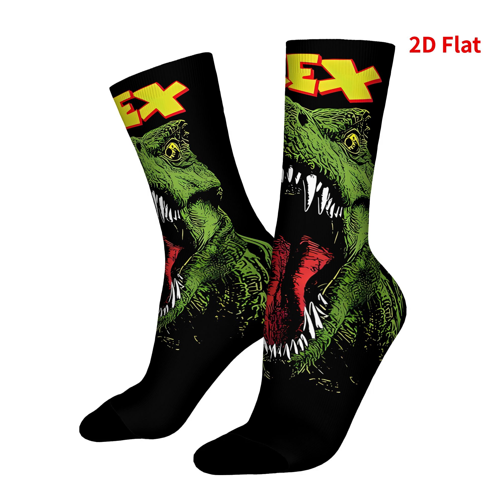TEMU 2d Print Design Fossil Dinosaur Skeleton Men's Crew Socks Hip Hop Style Mid-calf Socks, Comfortable Outdoor Wearing