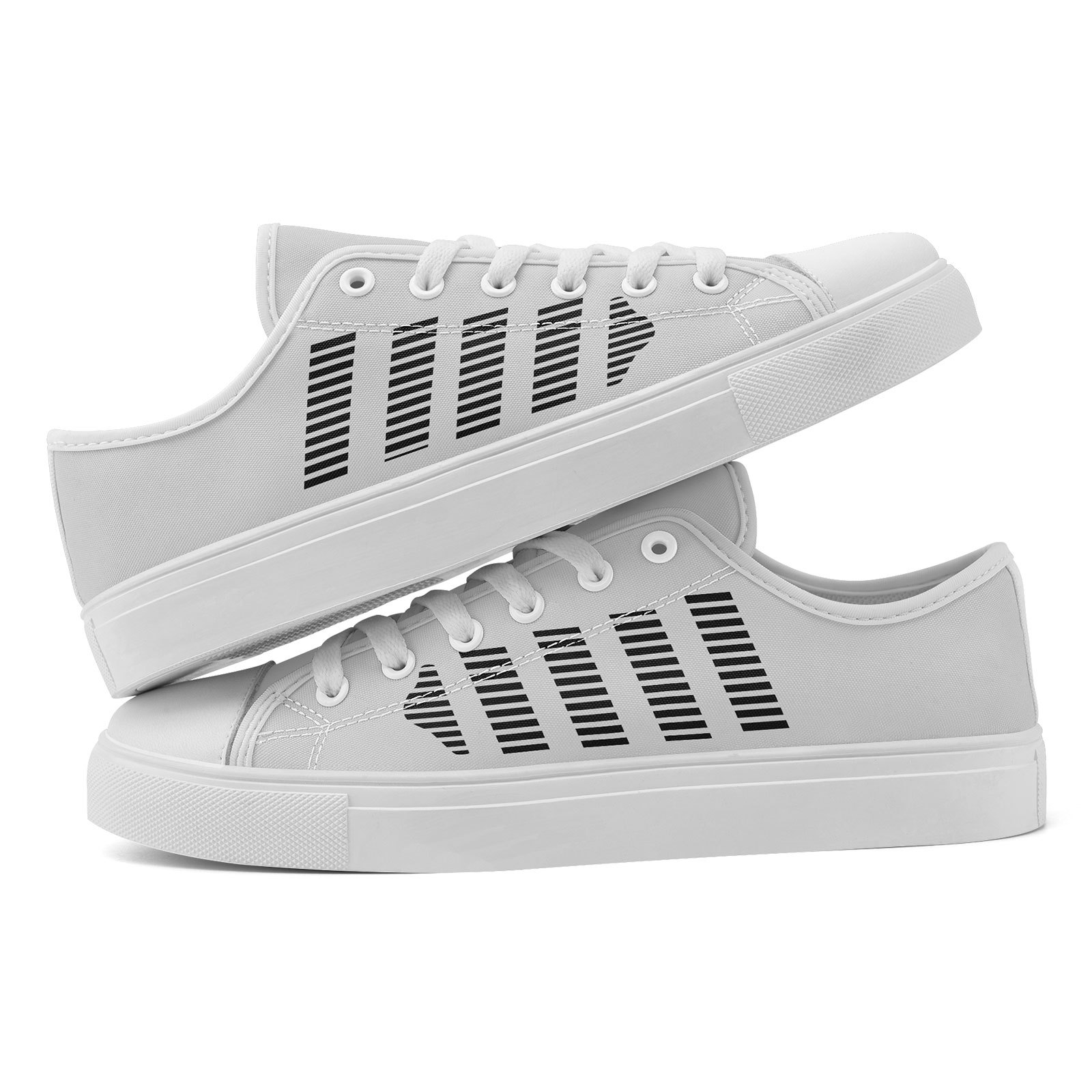 Men's Light Grey/Black Low-Top Sneakers with Cushioned Sole