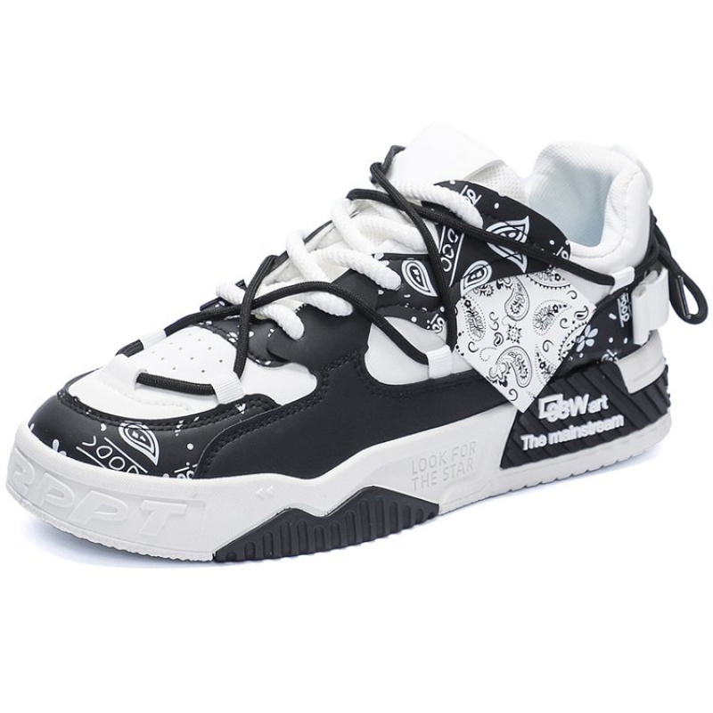 Pu Low-top Sneakers With Round Toe & Rubber Sole - Lace-up - Casual Shoes Suitable For Casual Attire, Office,, Pu/fabric Upper & Cushioned Sole, Minimalist Round-toe For Use