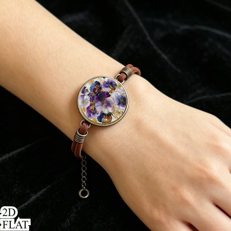 Vintage 2D Flat Pattern Fashion Bracelet, Gift Ready