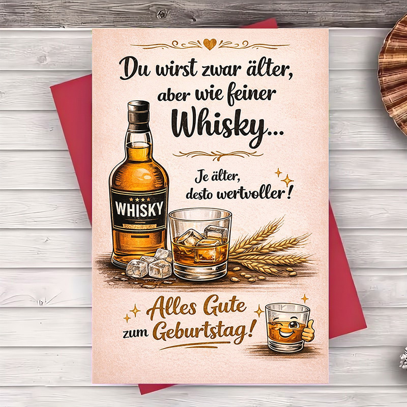 Image of 2pcs (one Envelope And 1 Greeting Card)whiskey Birthday Greeting Card Perfect For Or Family Who And Humor Ideal For Milestone Birthdays And Whiskey Loversgreeting Card