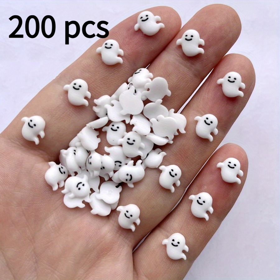 TEMU 200pcs, Mini White Resin Decorative Patches, Flat Shape, Hand Account Holiday Dress Up Additions