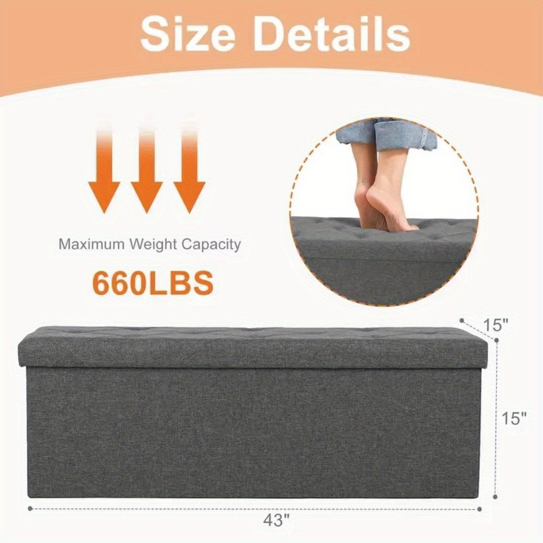 TEMU 3 Layer Storage Footrest Rack, In ( Separately). Folding Storage Ottoman Bench, Footrest Bench, Bed End Storage Bench, And Large Storage Box With Cushioned Seats
