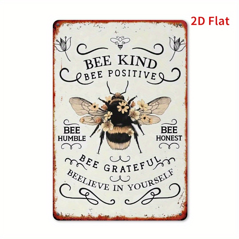 TEMU Décoration Murale Plate 2D d'Abeille Unique - Décoration Minimaliste sur le Thème de avec la "", Cadre d'Abeille Artificielle Adapté aux Cafés,