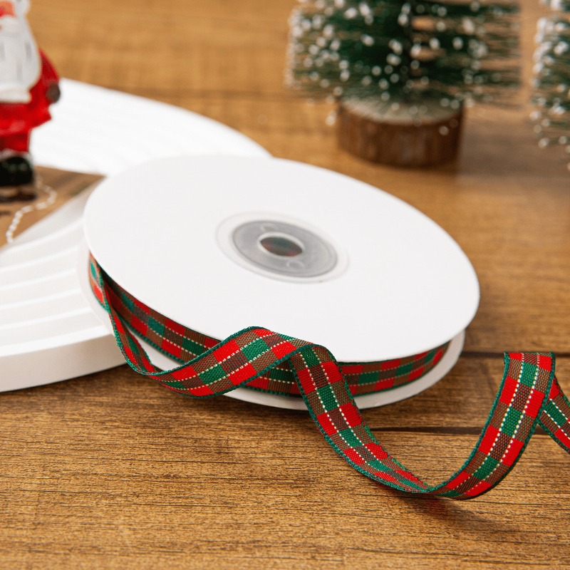 Image of Red Green Checkered Christmas Ribbon With Pre-made Bows - Wide Strip Glossy -like Bow Tie Ribbon For Diy Gift Wrapping, Tree Decorations, Wreaths - Durable Holiday Ribbon (no Required)