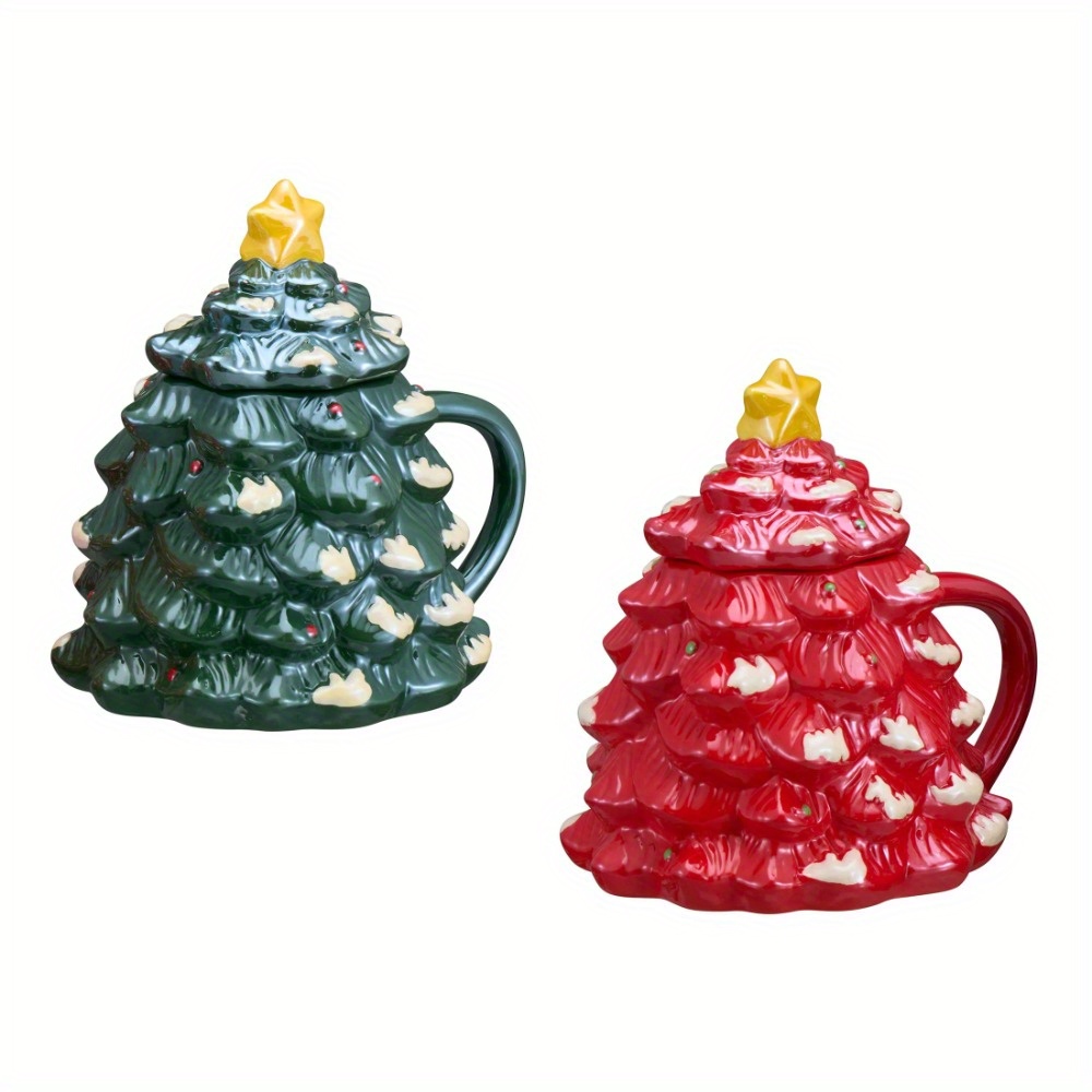 

2pcs Christmas Tree Mug Set, 14oz Coffee Mugs , Dishwasher And Safe