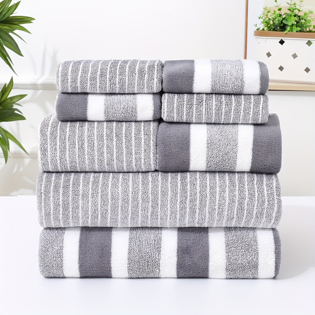 

Ab Set Bath Towel & Bath Mat , 1 Towel 35x75cm, 1 Bath Mat 70x140cm, Striped , Multiple , Absorbency, Dry, , Bathroom , For Bath, , Christmas, Halloween, , Easter Decor, , Polyester , Rectangular , -