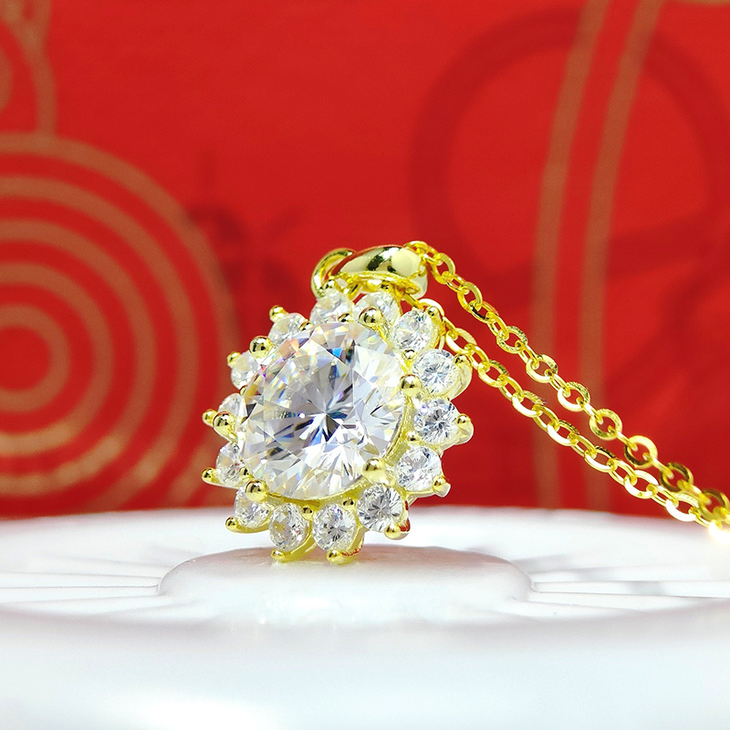 Women's 2 Carat Elegant 925 Silver Moissanite Necklace, Valentine's Gift