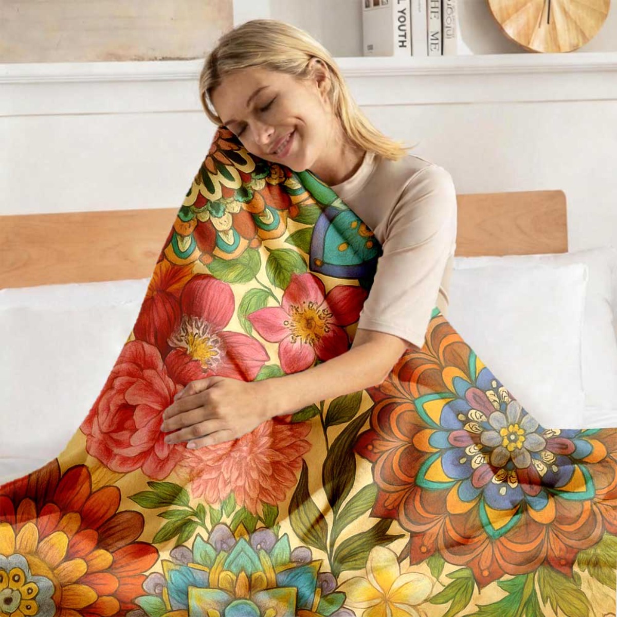 lebendige bohemian blumen flanell decke farbenfrohem mandala