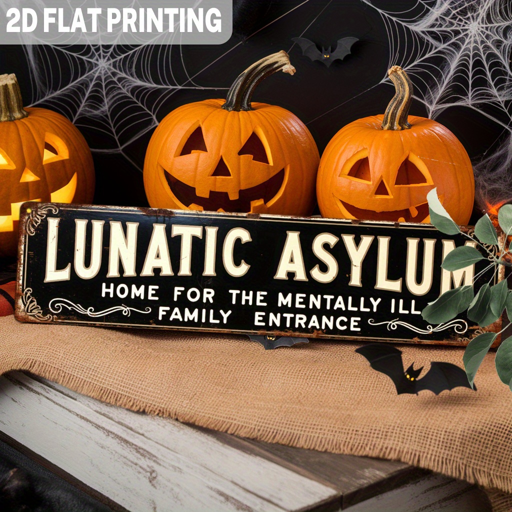 TEMU 2d Flat 2d Flat, 1pc Vintage Wood Sign – Whistle Mental Hospital Entrance Decor With Gothic Font – Indoor/outdoor Halloween Decor For Haunted