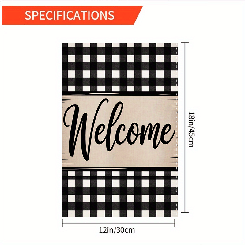 TEMU 1pc, Double-sided Polyester Garden Flag - And White Checkered Design - Durable Polyester Fabric - Double-sided, 12x18 Inches, Suitable For Lawn,