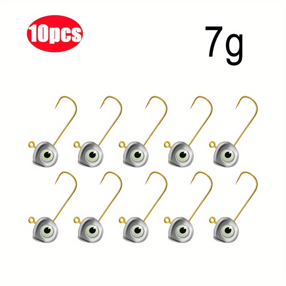 10pcs Lead Fishing Hooks With , Micro Reinforced Root Hook, Strengthen Hook Corrosion-resistant Lead Head Hooks For Soft Worm Baits, Options, Essential Outdoor Fishing Gear
