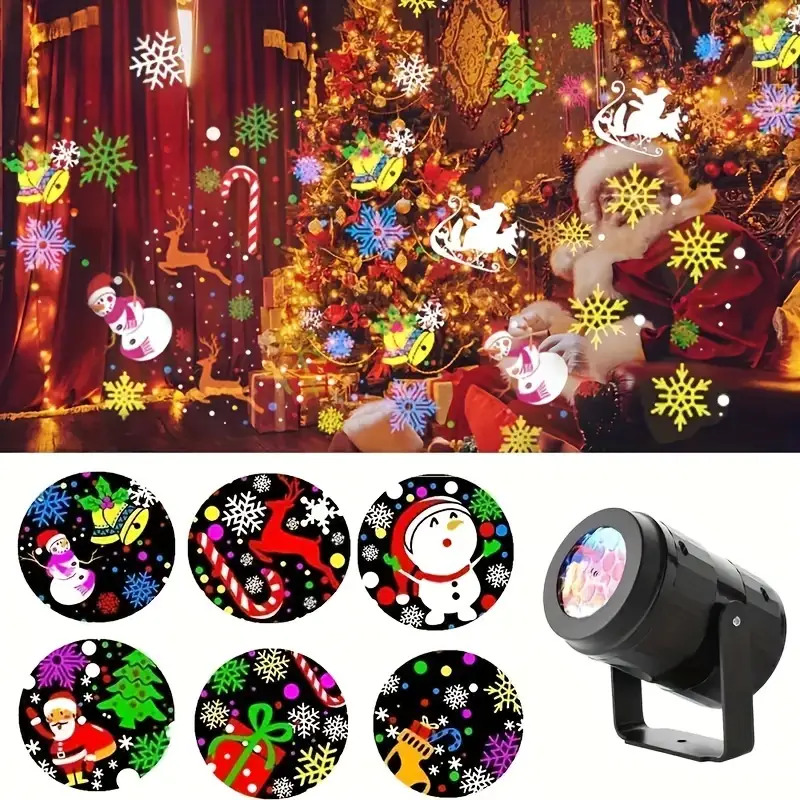 1pc   christmas led projector light usb powered rgb color changing night light with snowflakes santa hats   auto rotating holiday decorations for home party window no batteries needed plug and play christmas decoration festive lighting   design polished     Product details 1